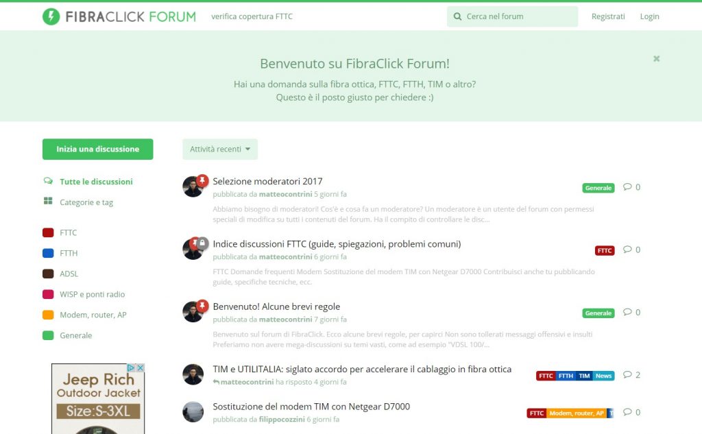 Prima pagina forum FibraClick